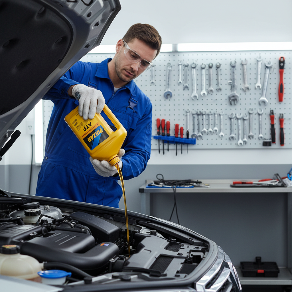 Professional mechanic using PULZAR ATF
